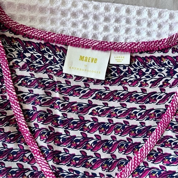 ANTHROPOLOGIE Maeve Lilyana Tiered 100% Silk Blouse SIZE LARGE BOHO flounce - Picture 11 of 13